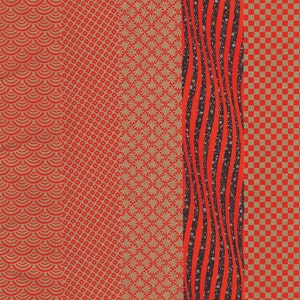 Czerwony geometryczny nr 1, pięcioczęściowy zestaw Chiyogami / Yuzen, japoński papier