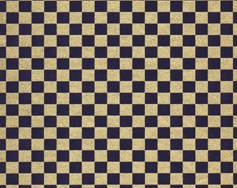 Japanese Chiyogami / Yuzen 80 Black and Gold Checkerboard Hand Screened Washi Paper