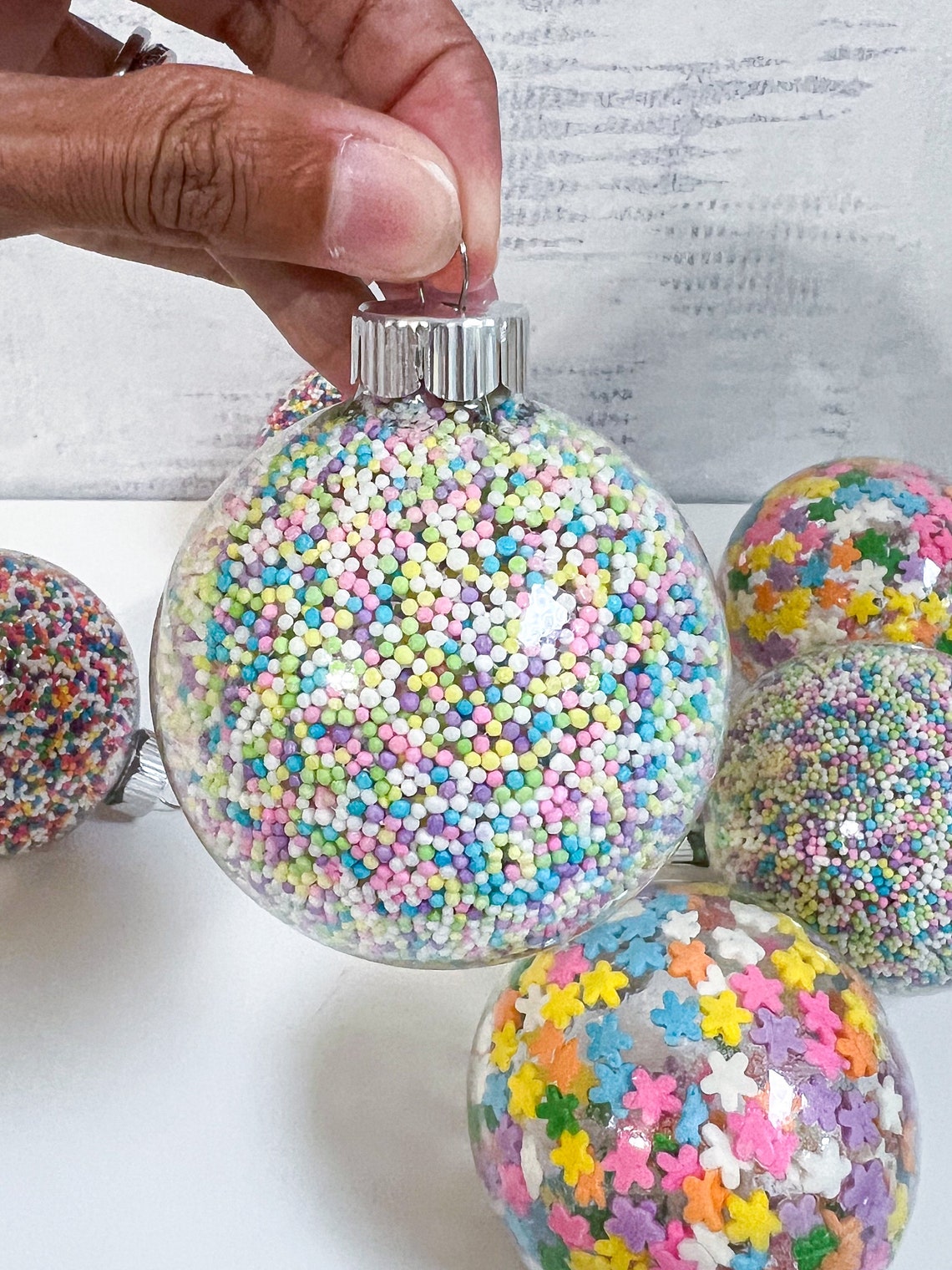 6 Custom Rainbow Sprinkle Glass Ornament Stocking - Etsy