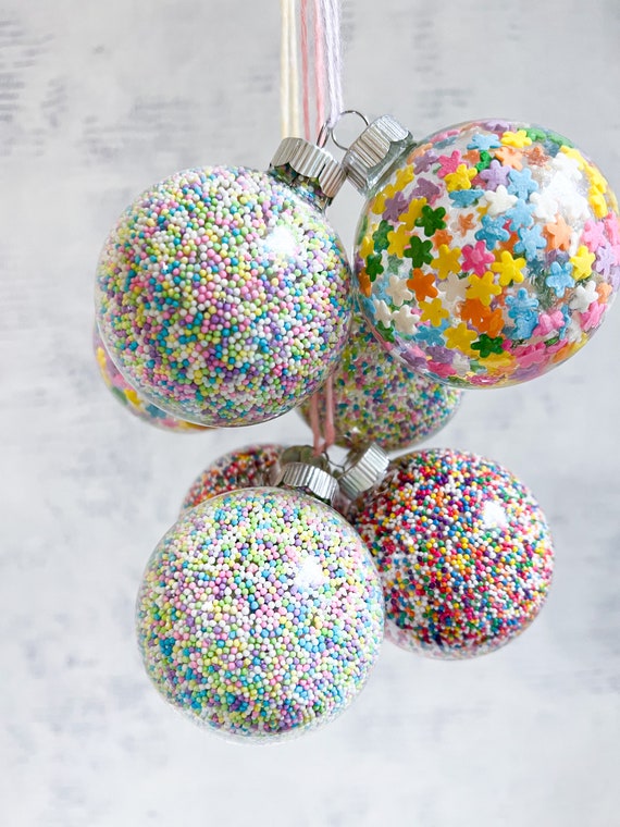 4 Colorful Sprinkle Glass Ornaments-personalized Christmas Baubles Unique  Holiday Decor Handmade Xmas Tree Decorations Kids Ornaments Gift 