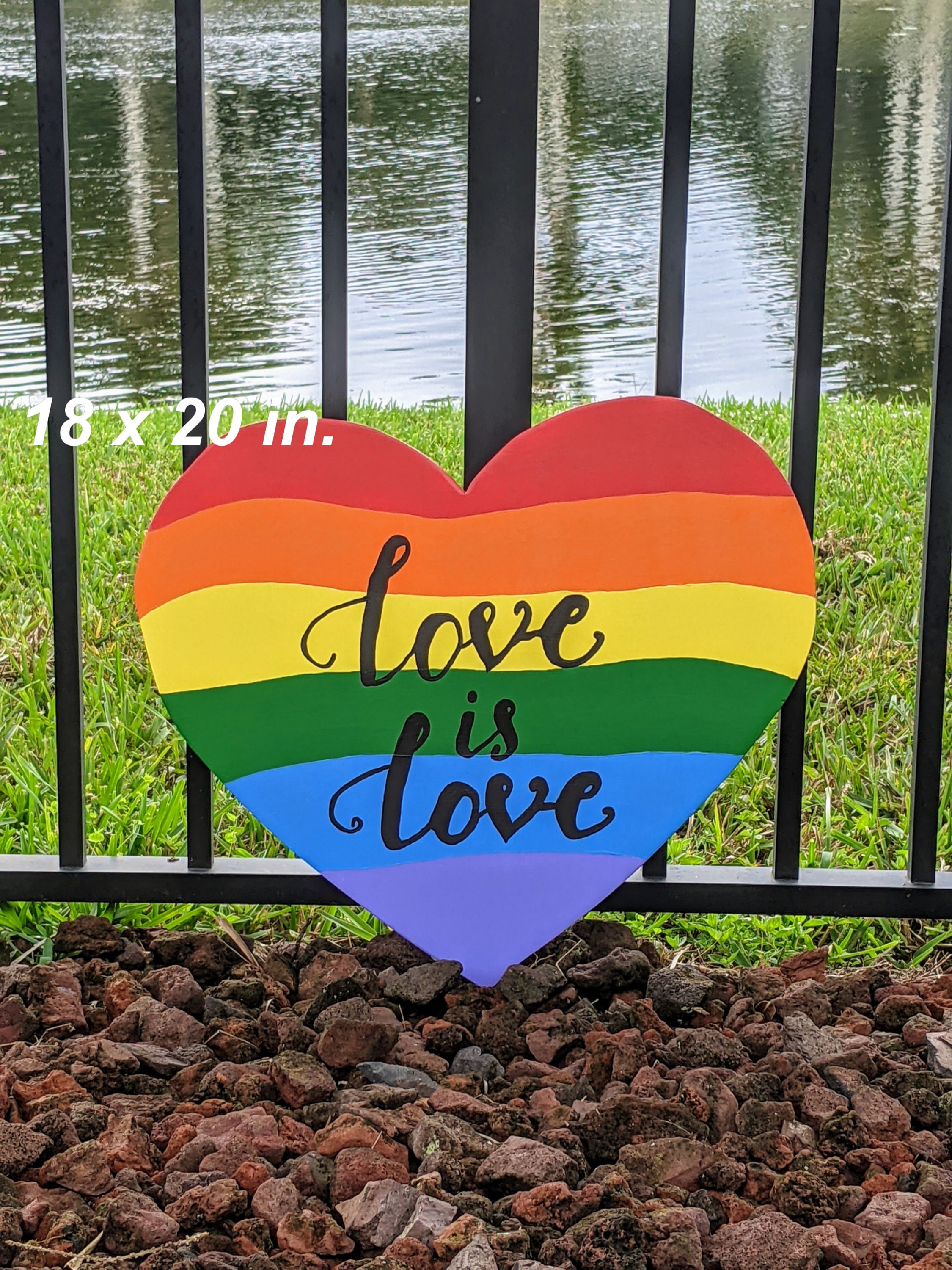 Heart Yard Art / Love is Love / Outdoor Yard Art/ Wood Sign/ Etsy
