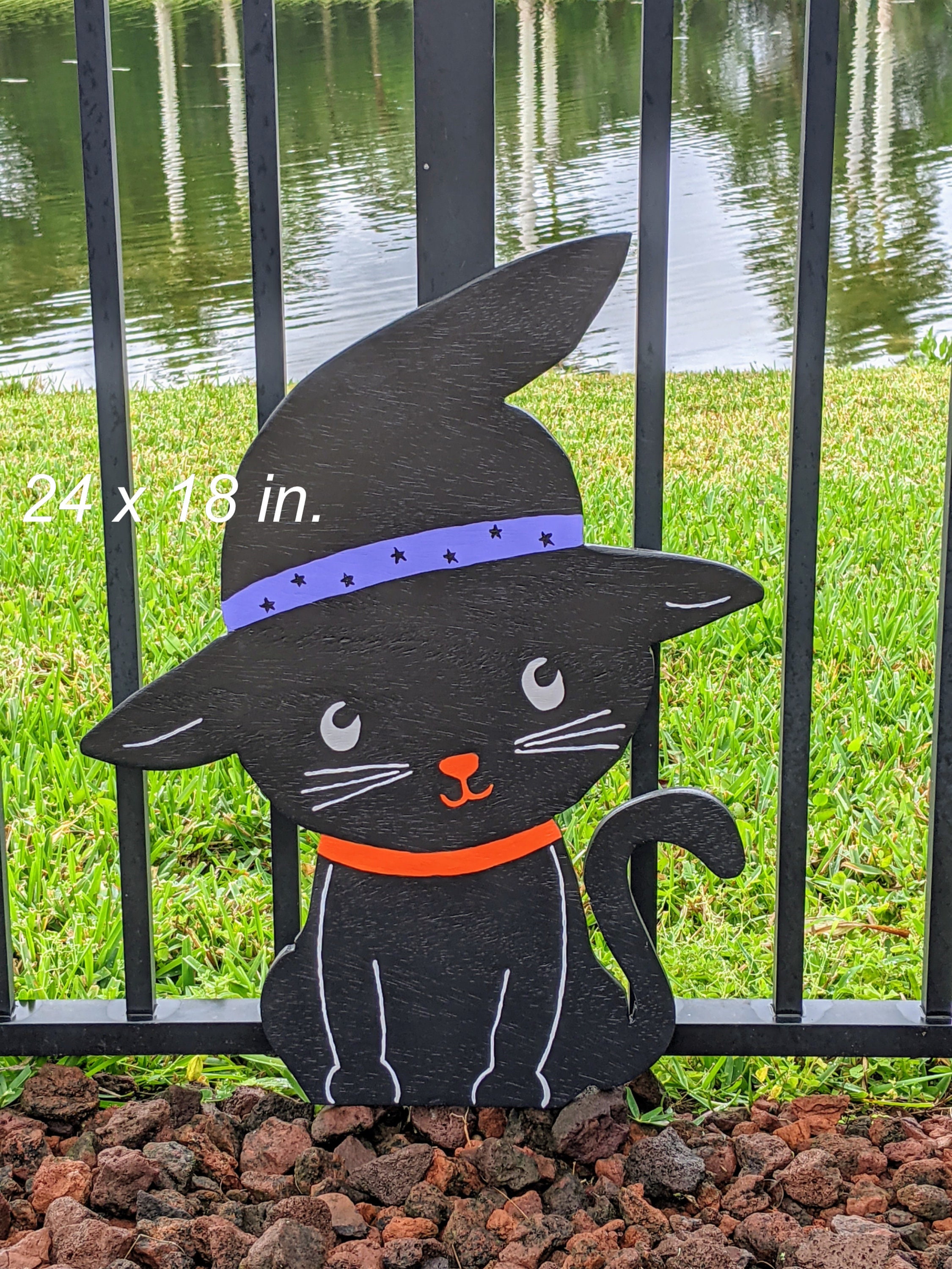 Halloween Black CAT yard art / outdoor lawn decorations/ Etsy