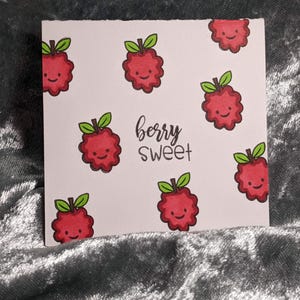 Handmade Raspberry Mini Card: Berry Sweet Fruit Pun Gift Tag