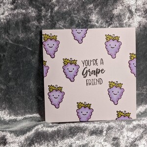 Grape Pun Handmade Greeting Card: &#39;You&#39;re a Grape Friend&#39; Gift Tag
