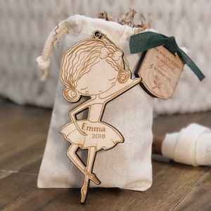 Personalized Baby or Child Ballerina Girl Christmas Ornament Ballerina Wood Ornament Custom Ornament Personalized with Name and Year image 1