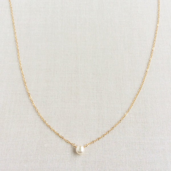 Single Pearl Necklace, Pearl Necklace, Fresh Water Pearl Necklace, Single Pearl Necklace Gold, Tiny Pearl Necklace,Small Pearl Necklace GN6