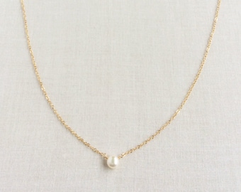 Single Pearl Necklace, Pearl Necklace, Fresh Water Pearl Necklace, Single Pearl Necklace Gold, Tiny Pearl Necklace,Small Pearl Necklace GN6