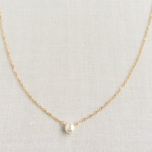 Tiny Pearl Necklace in Gold - Etsy