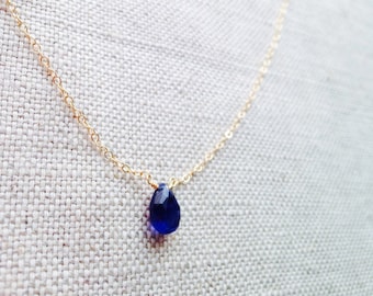 Genuine Blue Sapphire Necklace, Sapphire Necklace, Sapphire, Saphire, September Birthstone, Tiny Stone Necklace, Blue Necklace, Gemstone GN9