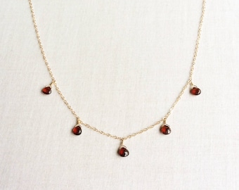Garnet Drop Necklace, Garnet Necklace, January Birthstone, Necklace for Women, Dainty Necklaces for Women, Necklaces for Girlfriend, GDN1