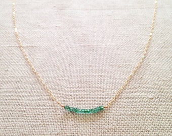 Genuine Emerald Necklace, Emerald Necklace, Real Emerald Necklace, Emerald Jewelry, May Birthstone, Emerald Bead Necklace , Emerald GBN5