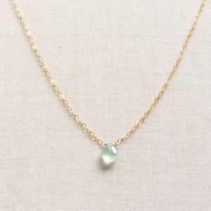 Blue Chalcedony Necklace with Extender, Aqua Chalcedony Necklace, Blue Necklaces for Women, 14K Chalcedony Necklace, Gold Necklace  , GN15