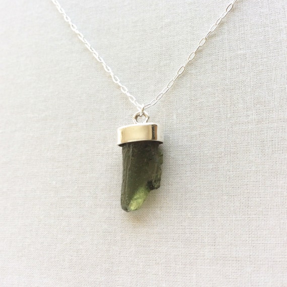 Sterling Silver Moldavite Necklace 