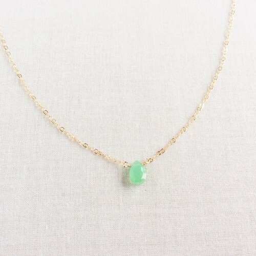 Chrysoprase Necklace Green Stone 