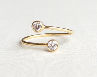 Gold Adjustable Ring, Adjustable Thumb Ring, Adjustable Ring for Women, Open Ring Gold, Open Ring Diamond, Adjustable Diamond Ring, RGF2CZ