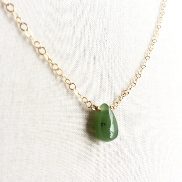 Canadian Nephrite Jade Necklace, Jade Necklace, Jade Necklace for Women, Jade Necklace Gold, 14k Jade Necklace, Real Jade Necklace Jade GN26