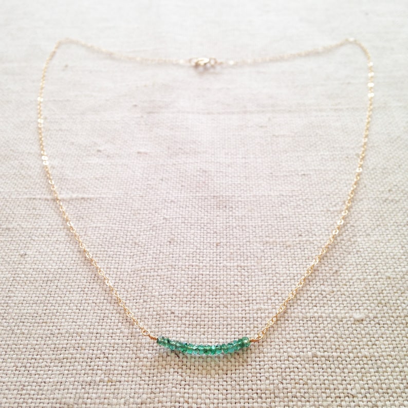 Genuine Emerald Necklace, Emerald Necklace, Real Emerald Necklace, Emerald Jewelry, May Birthstone, Emerald Bead Necklace , Emerald GBN5 image 1