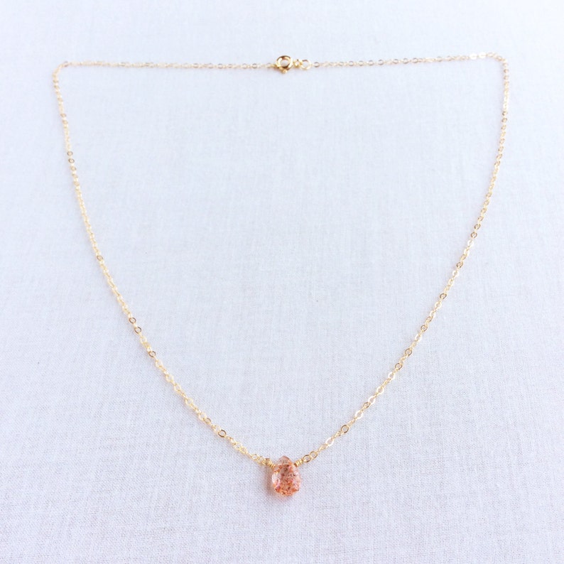 Oregon Sunstone Necklace, Sunstone Necklace, Oregon Sunstone Jewelry, Sunstone Jewellry, 14k Dainty Necklace, Oregon Necklace, Choker,GN48 image 1