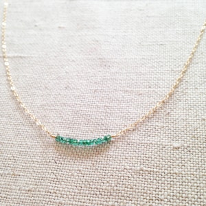 Genuine Emerald Necklace, Emerald Necklace, Real Emerald Necklace, Emerald Jewelry, May Birthstone, Emerald Bead Necklace , Emerald GBN5 image 2