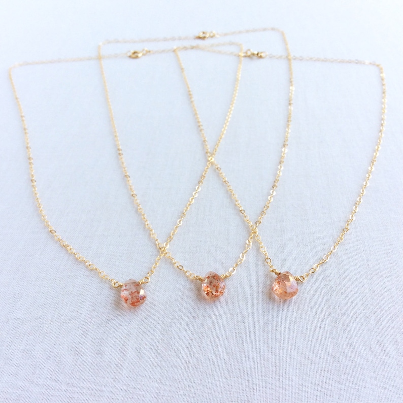 Oregon Sunstone Necklace, Sunstone Necklace, Oregon Sunstone Jewelry, Sunstone Jewellry, 14k Dainty Necklace, Oregon Necklace, Choker,GN48 image 3