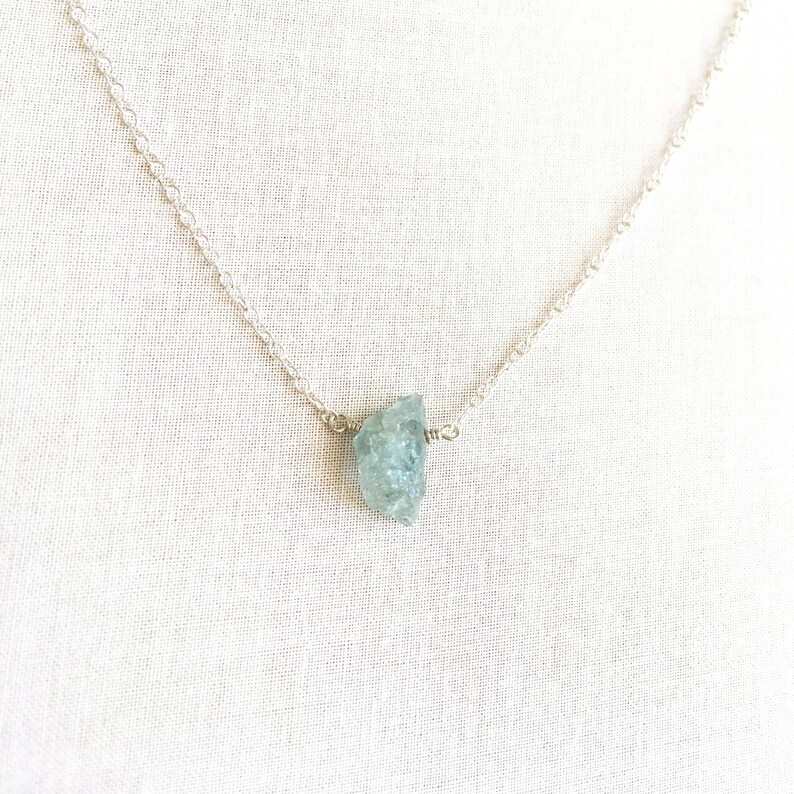 Raw Aquamarine Necklace Aquamarine Jewelry Aquamarine Etsy