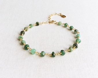 Bracciale di smeraldi genuini - Bracciale di pietre portafortuna di maggio - Bracciale di pietre preziose - Bracciale di pietra verde - Gioielli di smeraldi - Bracciale di pietre preziose, GB5