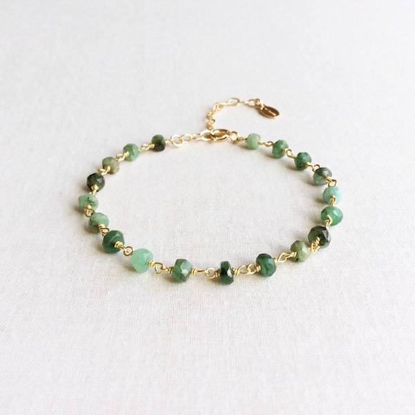 Genuine Emerald Bracelet - May Birthstone Bracelet - Birthstone Bracelet - Green Stone Bracelet - Emerald Jewelry - Gemstone Bracelet, GB5