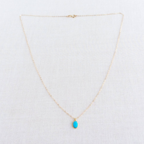Sleeping beauty turquoise necklace 14k best sale gold
