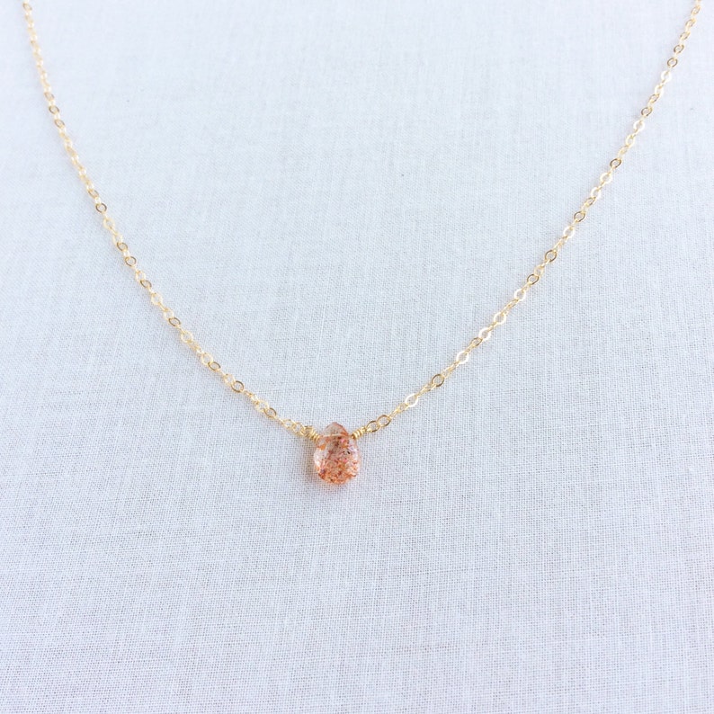 Oregon Sunstone Necklace, Sunstone Necklace, Oregon Sunstone Jewelry, Sunstone Jewellry, 14k Dainty Necklace, Oregon Necklace, Choker,GN48 image 2