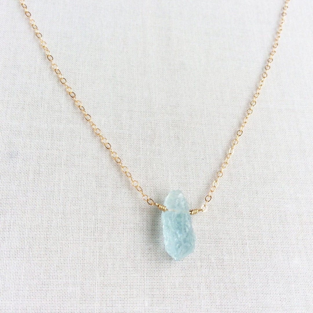 Raw Aquamarine Necklace, Aquamarine Jewelry, Aquamarine Raw Aquamarine Necklace, Aquamarine Jewelry, Aquamarine