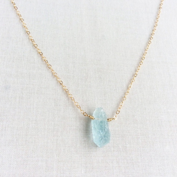 Raw Aquamarine Necklace Raw Aquamarine Necklace