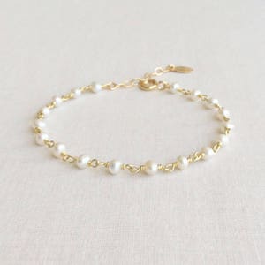 Fresh Water Pearl Bracelet, Pearl Bracelet, Pearl Braclet, Dainty Bracelet, Pearl Bracelet Wedding - Bracelet, Dainty Gold Bracelet, GB6