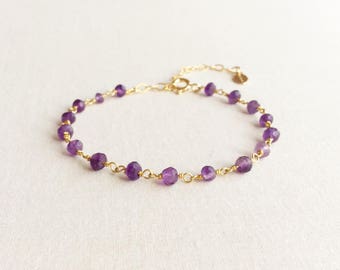 Amethyst Bracelet, February Birthstone Bracelet, 6th Wedding Anniversary Gift, Amethyst Jewelry, February Birthday Gift Idea, February Gift