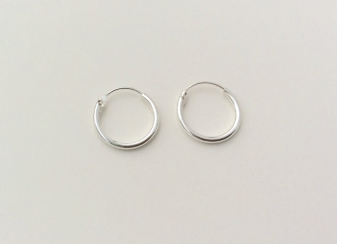 12 Mm Sterling Silver Hoop Earrings Silver Hoop Earrings Etsy