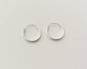 Pendientes de aro de plata esterlina de 12 mm - pendientes de aro de plata - pendientes de aro diminutos - pendientes de aro - pendiente de aro pequeño - aro de plata diminuto