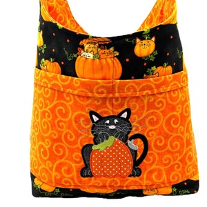 Fall Tote Bag, Black Cat, Pumpkin, Halloween, Cat with Pumpkin Bag, Cat Tote, Fall, Gift Under 50, Cat, Cute Cat Bag