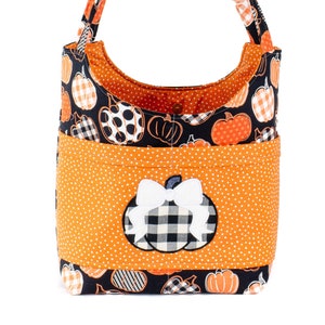 Fall Tote, Pumpkin Purse, Gift For Friend, Autumn Bag, Thanksgiving Day, Harvest Thanks, Housewarming Gift, Buffalo Check, Travel Bag