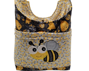 Bee Grateful Tote, Bee Lover Gift, Reusable Bag, Bee Tote, Bumble Bee, Bee Travel Tote ,Save The Bees