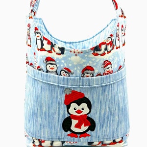 Penguin Tote, Winter Bag, Penguin, Winter, Lg Penguin Purse, Penguin Bag, Winter Tote, Project Bag, Cute Penguin Tote, Arctic Bag