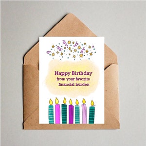 De tu tarjeta de cumpleaños favorita sobre la carga financiera