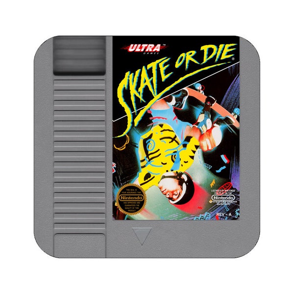 Skate or Die NES Coaster Video Game Coaster Nintendo Coaster Skate or Die Drink Coaster NES Drink Coaster Skate or Die Cartridge Coaster