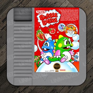 Bubble Bobble NES Coaster, 8-bit Nintendo Game