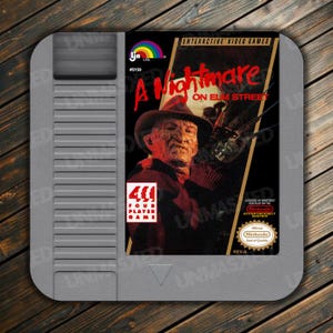 A Nightmare on Elm Street NES Coaster Video Game Coaster Nintendo Coaster Freddy Krueger Drink Coaster 8-bit Freddy Horror Coaster ANOES