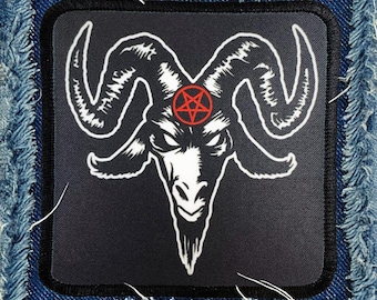 Baphomet Satanic Patch - Goat, Pentagram Design - Iron On