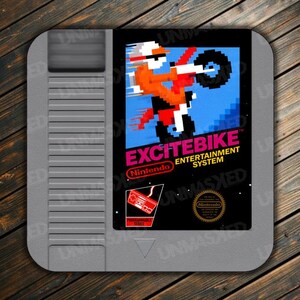 Excitebike NES Coaster Excitebike Drink Coaster NES Coaster Video Game Coaster Nintendo Coaster NES Drink Coaster Mario Coaster Excite Bike