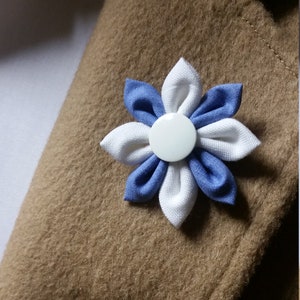 Light Blue and White Mens Lapel Flower  Denim Blue and White Lapel Flower Pin  Flower Lapel Pin. Wedding Lapel Flower  Flower Lapel for Men