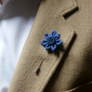 True Blue Mens Lapel Flower.  Blue Lapel Flower.  Flower Lapel Pin.