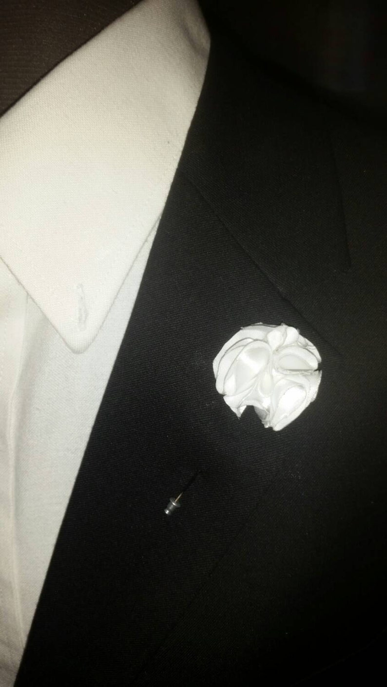 White Satin Rose Mens Lapel Flower Pin Lapel Pin Flower Lapel Etsy