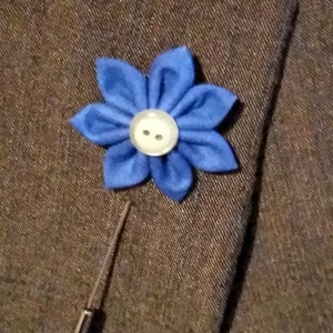 BIue Mens Lapel Flower.   Lapel Flower.  Flower Lapel Pin.