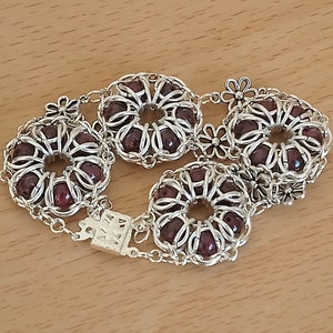 Garnet Caged Bead Flower Bracelet